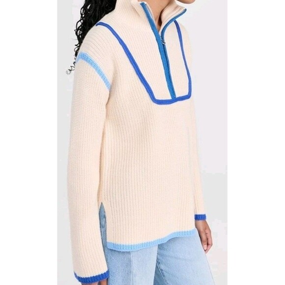 English Factory Sweater Contrast Trim Piping 1/4 Zip Collared Neck Size S... - Picture 4 of 12